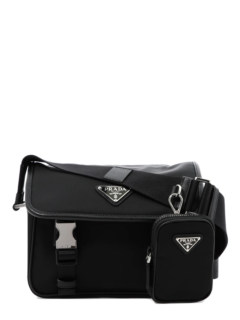 Crossbody bag in Re-Nylon and Saffiano leather