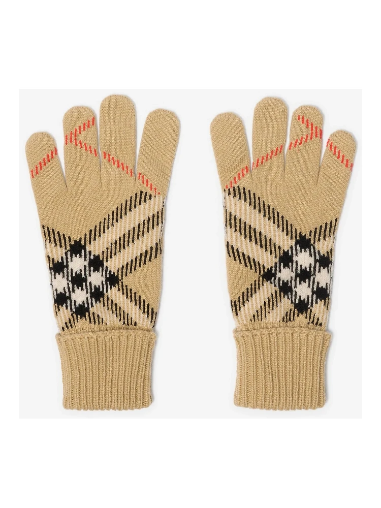 Check cashmere gloves