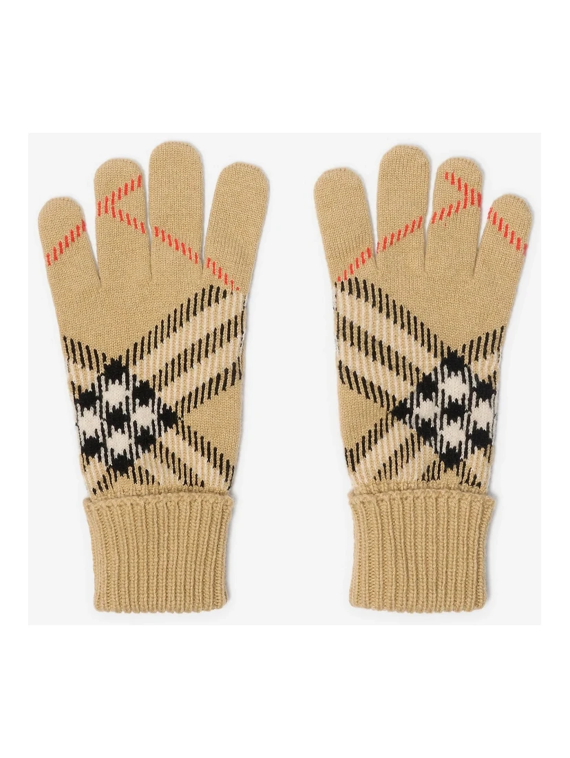 Check cashmere gloves