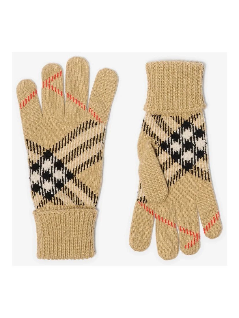 Check cashmere gloves