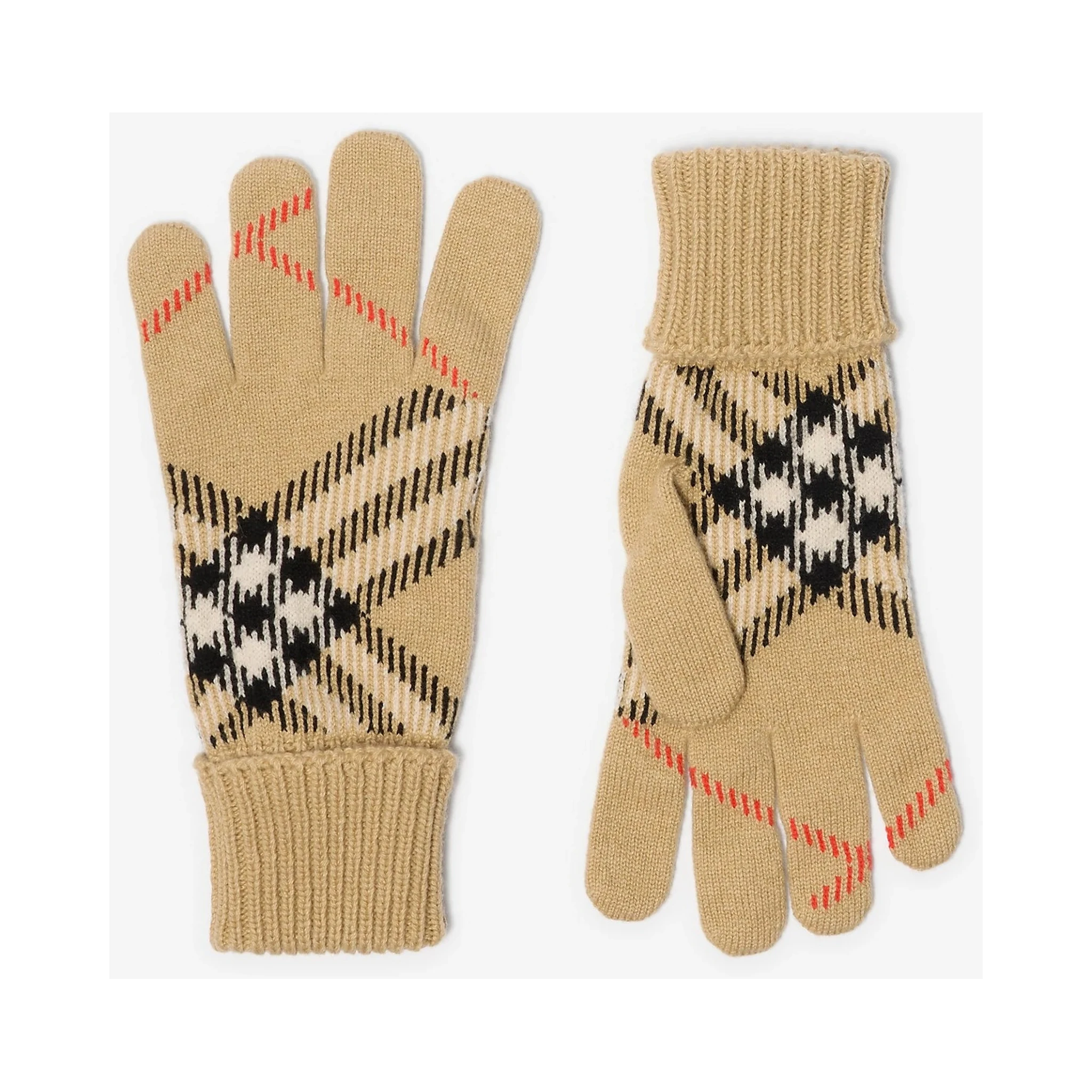 Check cashmere gloves