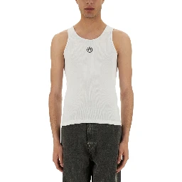 RIBBED TANK TOP WITH MOON LOGO