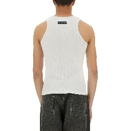 RIBBED TANK TOP WITH MOON LOGO