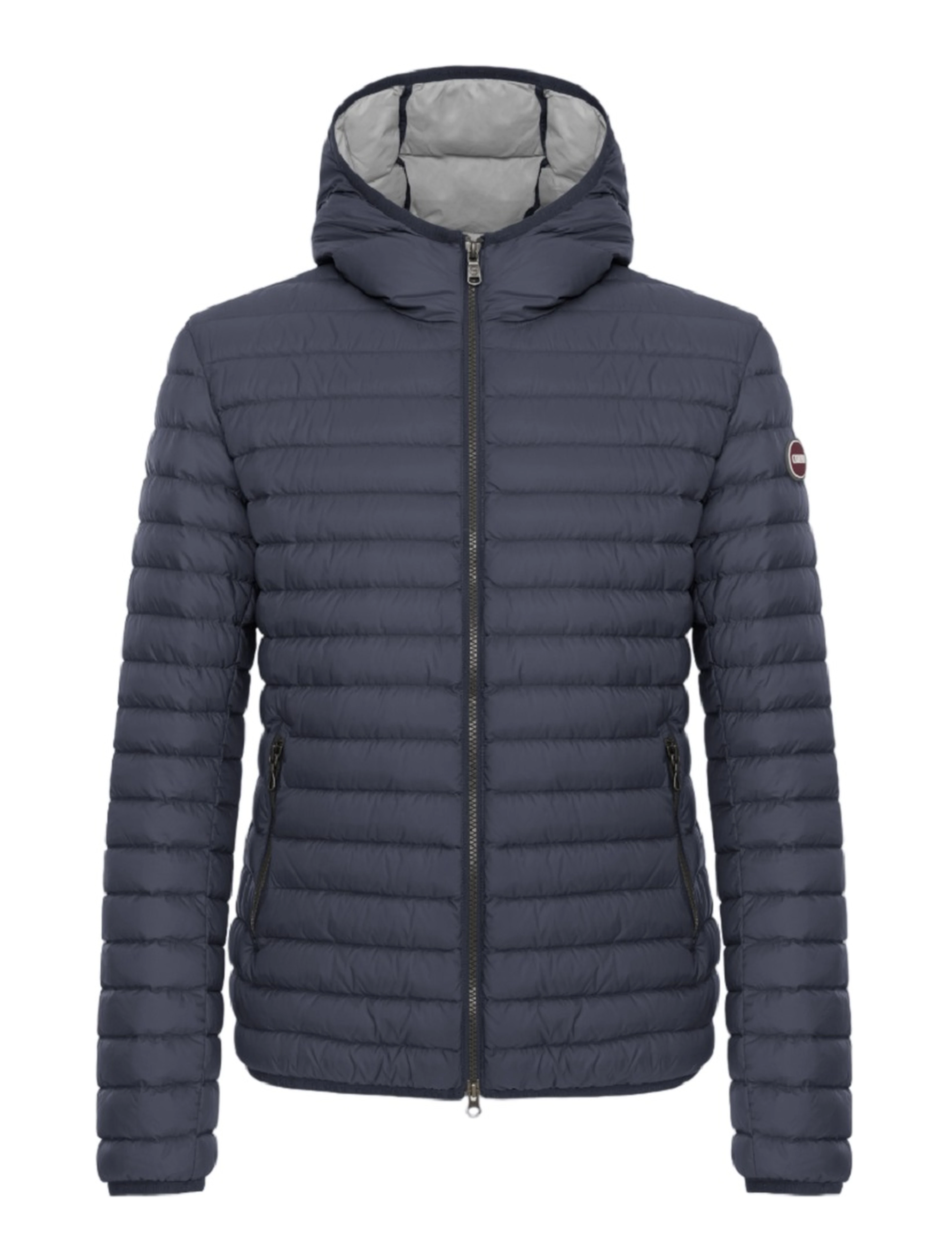Hooded Horizontal-Quilted Down Jacket