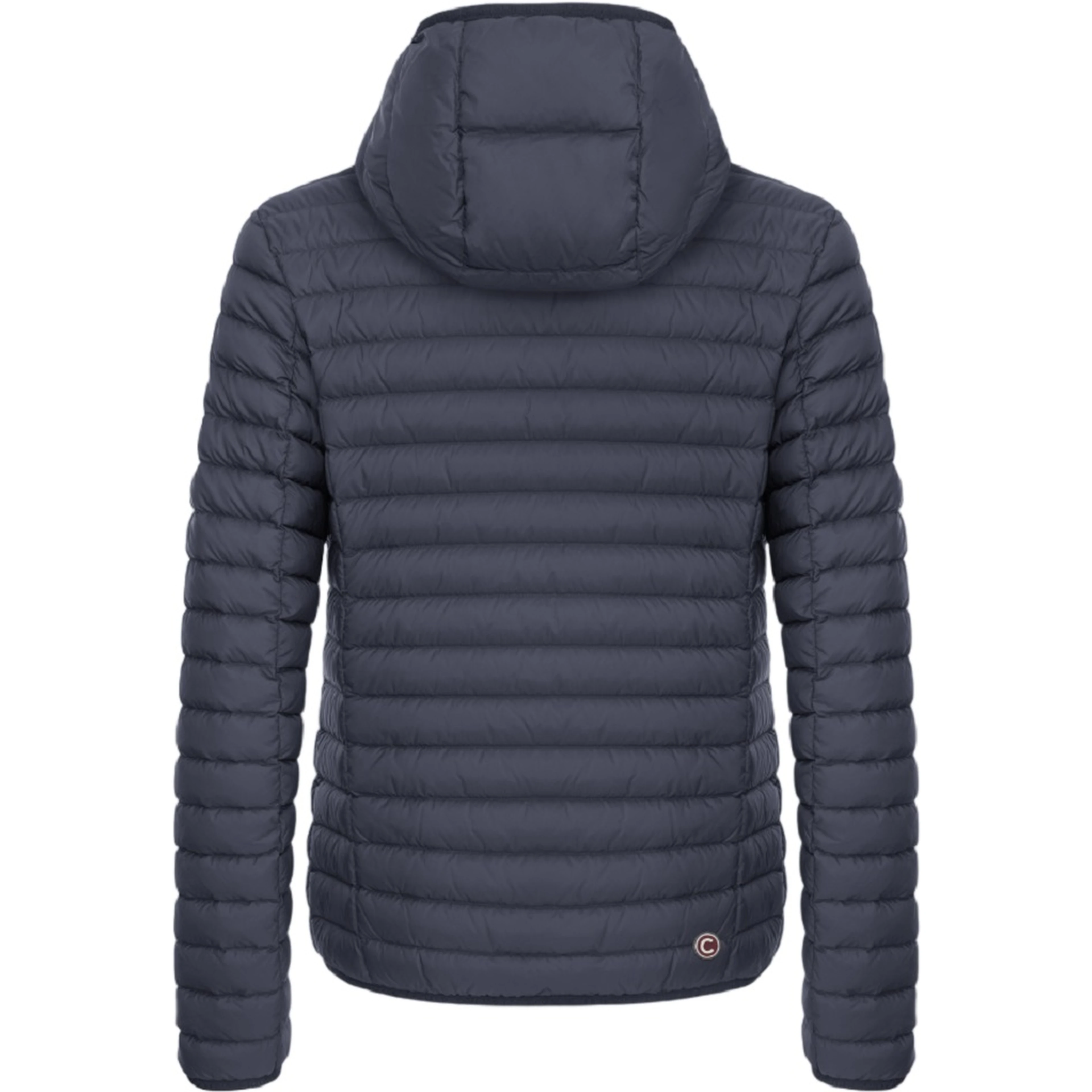 Hooded Horizontal-Quilted Down Jacket