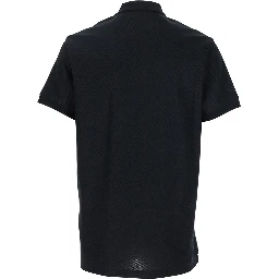 Black Polo Shirt with Classic Collar and EKD Tonal Embroidery in Cotton Man