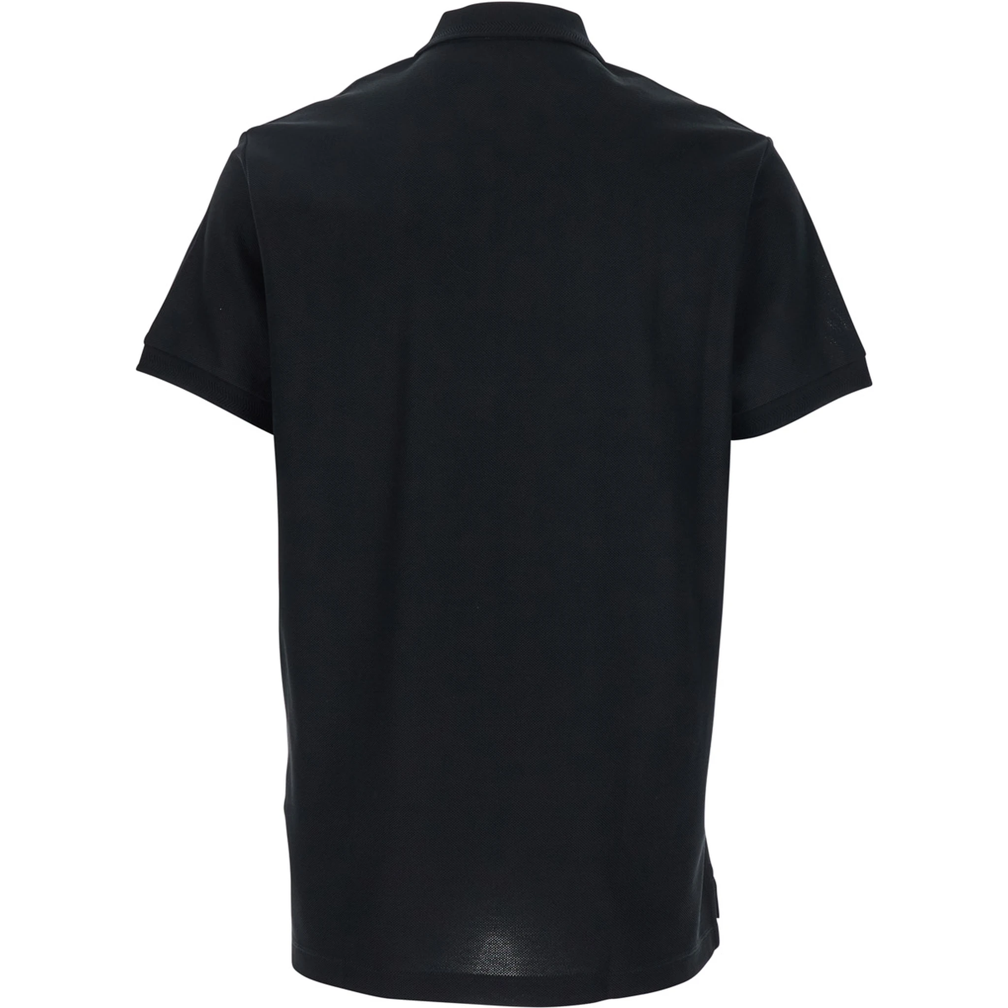 Black Polo Shirt with Classic Collar and EKD Tonal Embroidery in Cotton Man