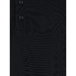 Black Polo Shirt with Classic Collar and EKD Tonal Embroidery in Cotton Man