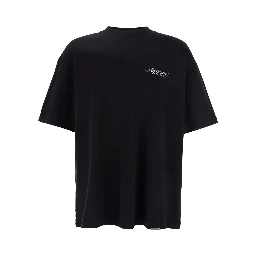 Black Crewneck T-Shirt with with Front and Back Owners Club Print in Cotton Man