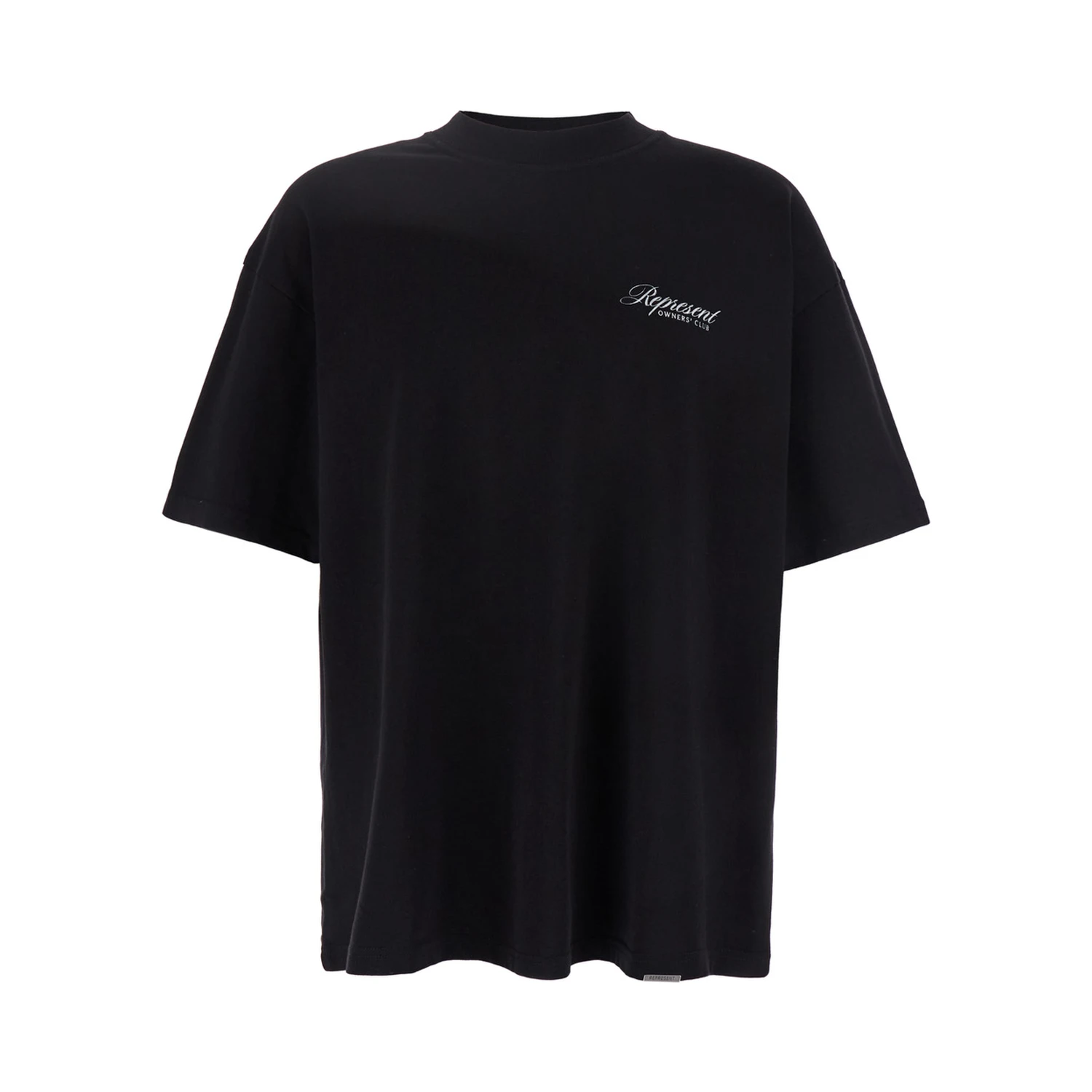 Black Crewneck T-Shirt with with Front and Back Owners Club Print in Cotton Man