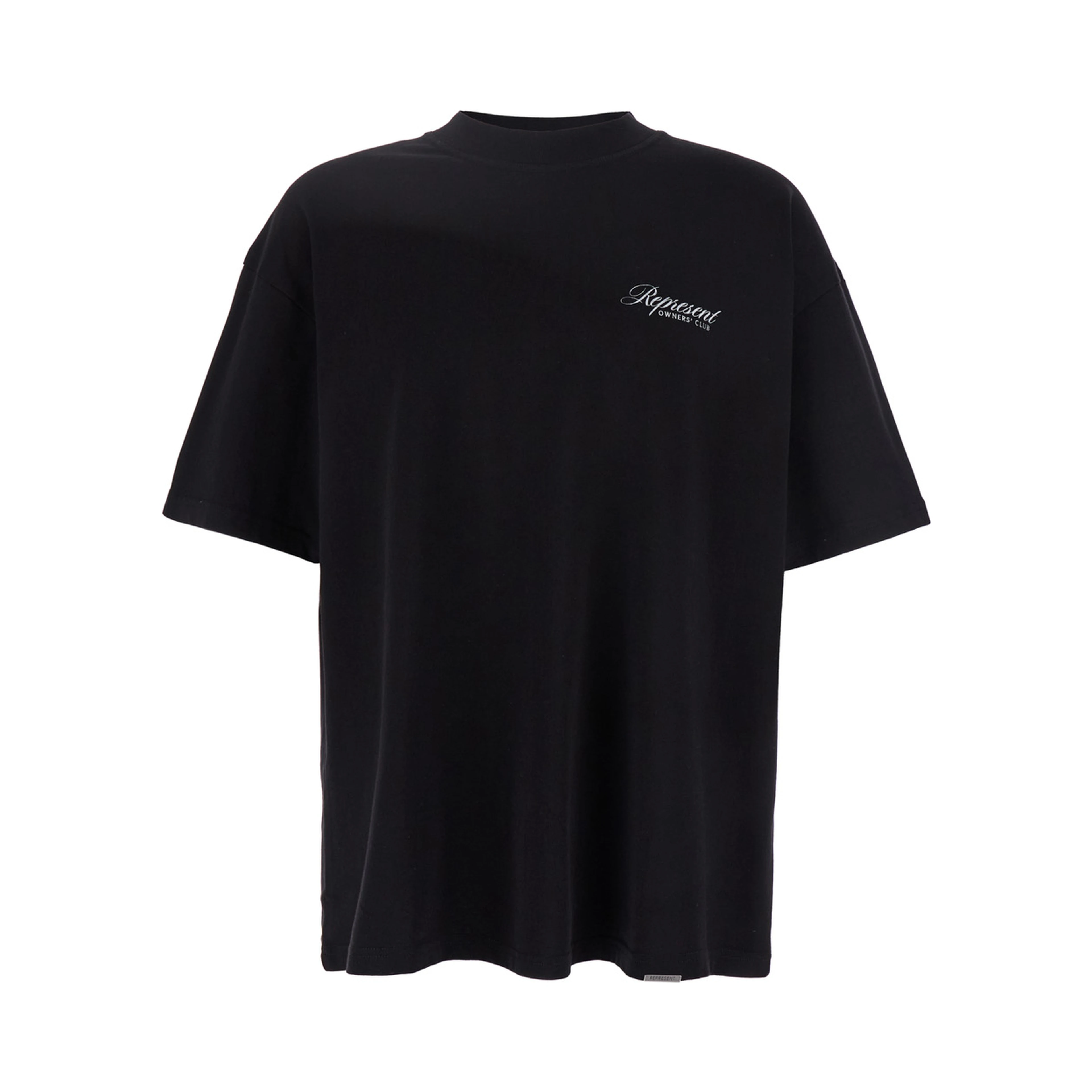Black Crewneck T-Shirt with with Front and Back Owners Club Print in Cotton Man