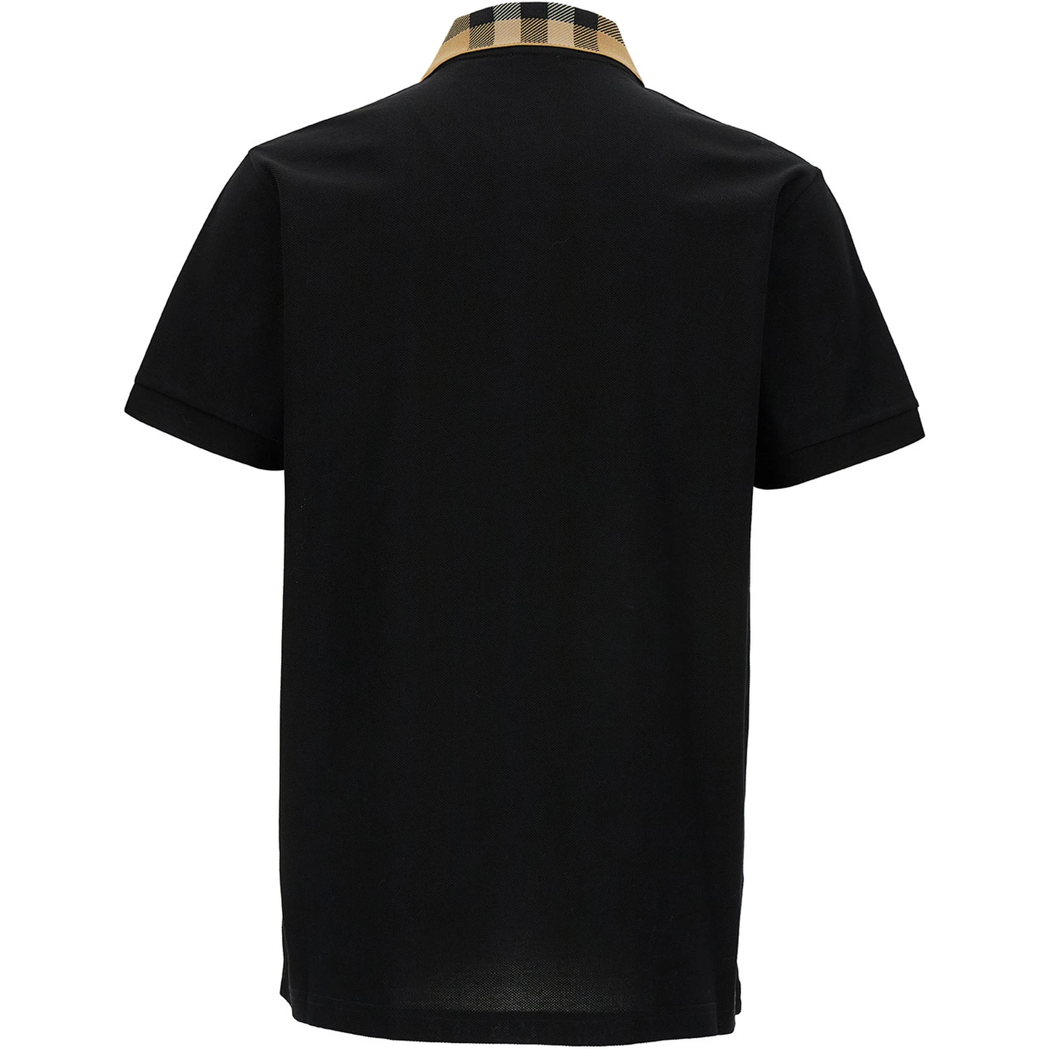 Cody Black Polo Shirt with Classic Collar with Check Motif in Cotton Man