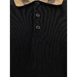 Cody Black Polo Shirt with Classic Collar with Check Motif in Cotton Man