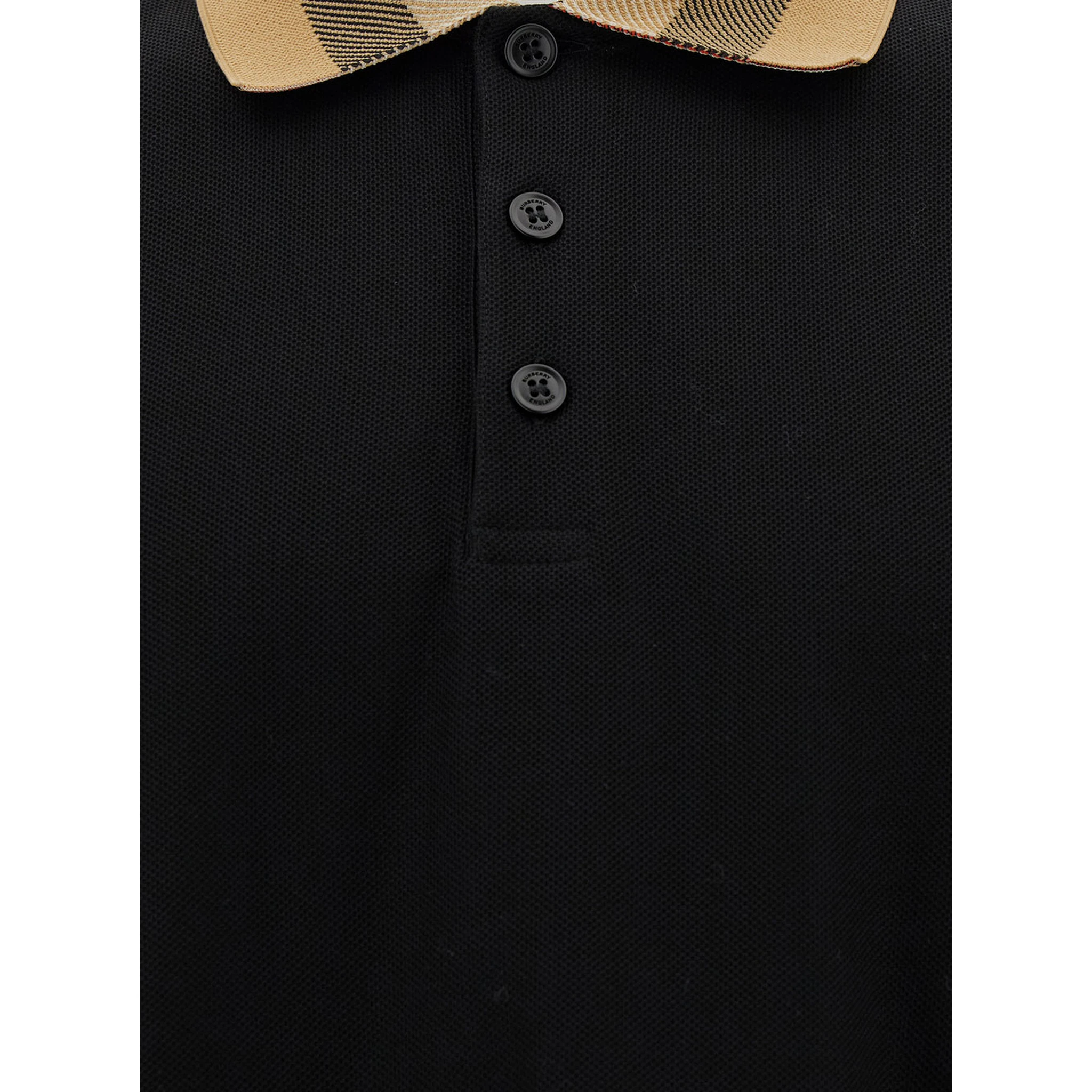 Cody Black Polo Shirt with Classic Collar with Check Motif in Cotton Man
