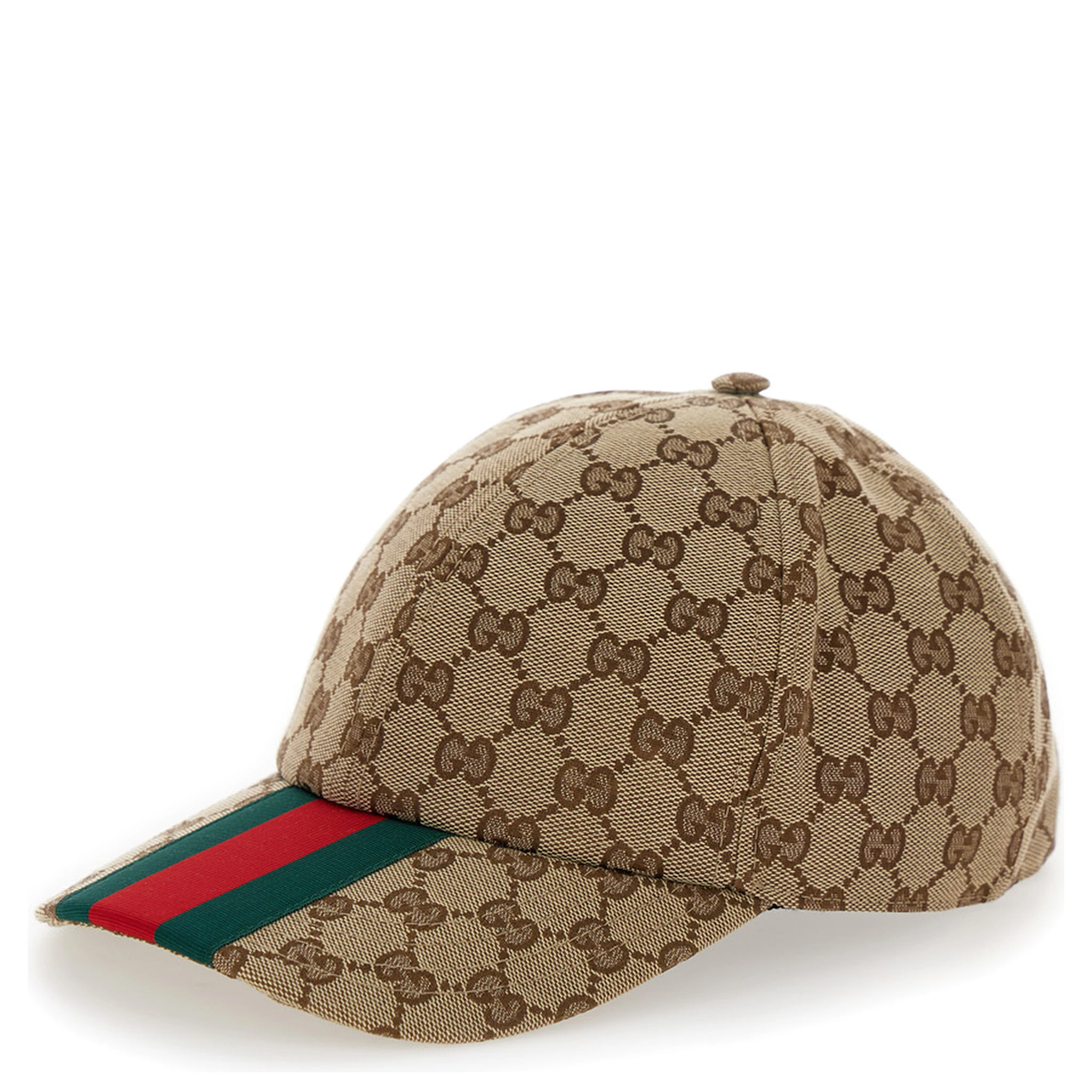 Beige and Ebony Baseball Cap with Web Detail in GG Supreme Canvas Man