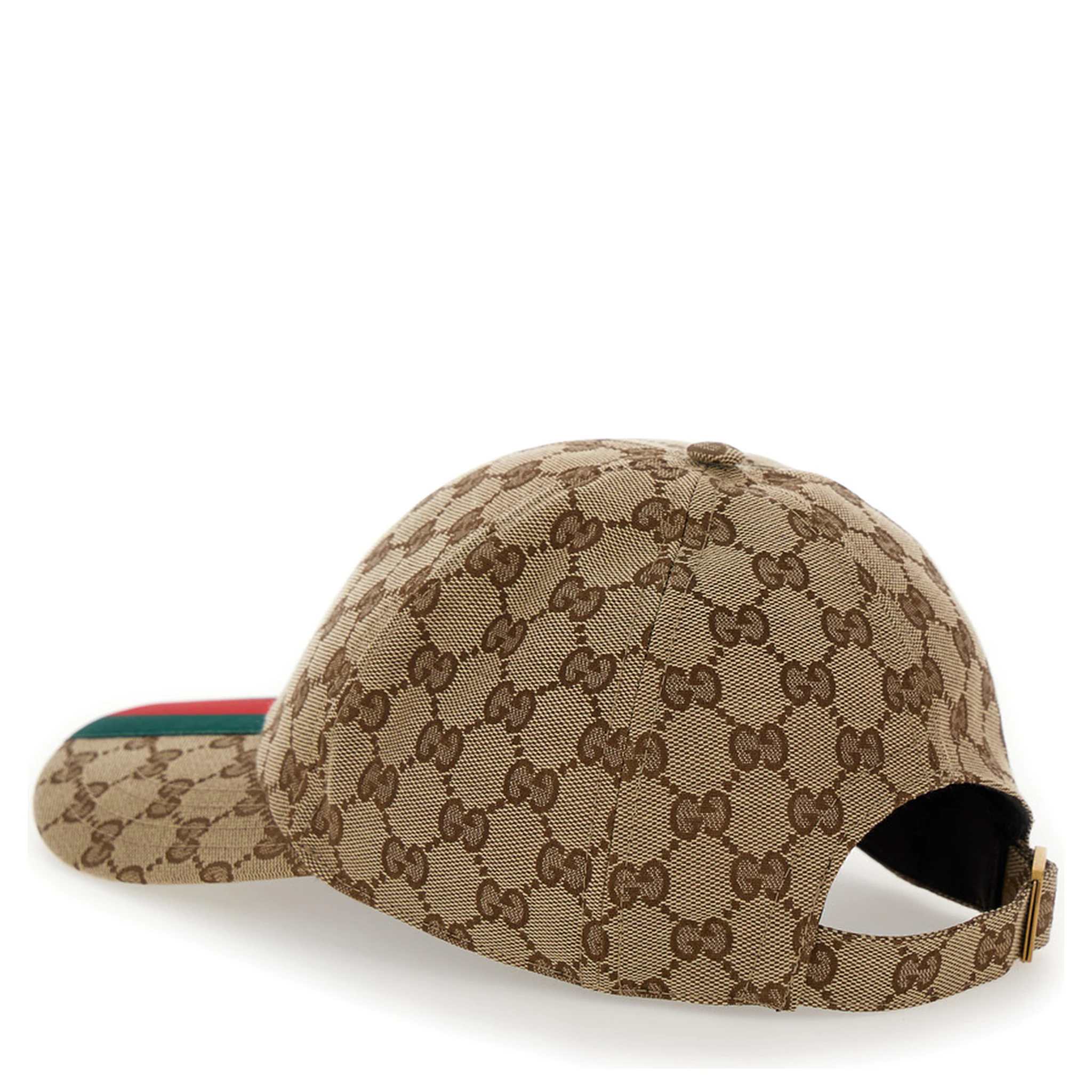 Beige and Ebony Baseball Cap with Web Detail in GG Supreme Canvas Man