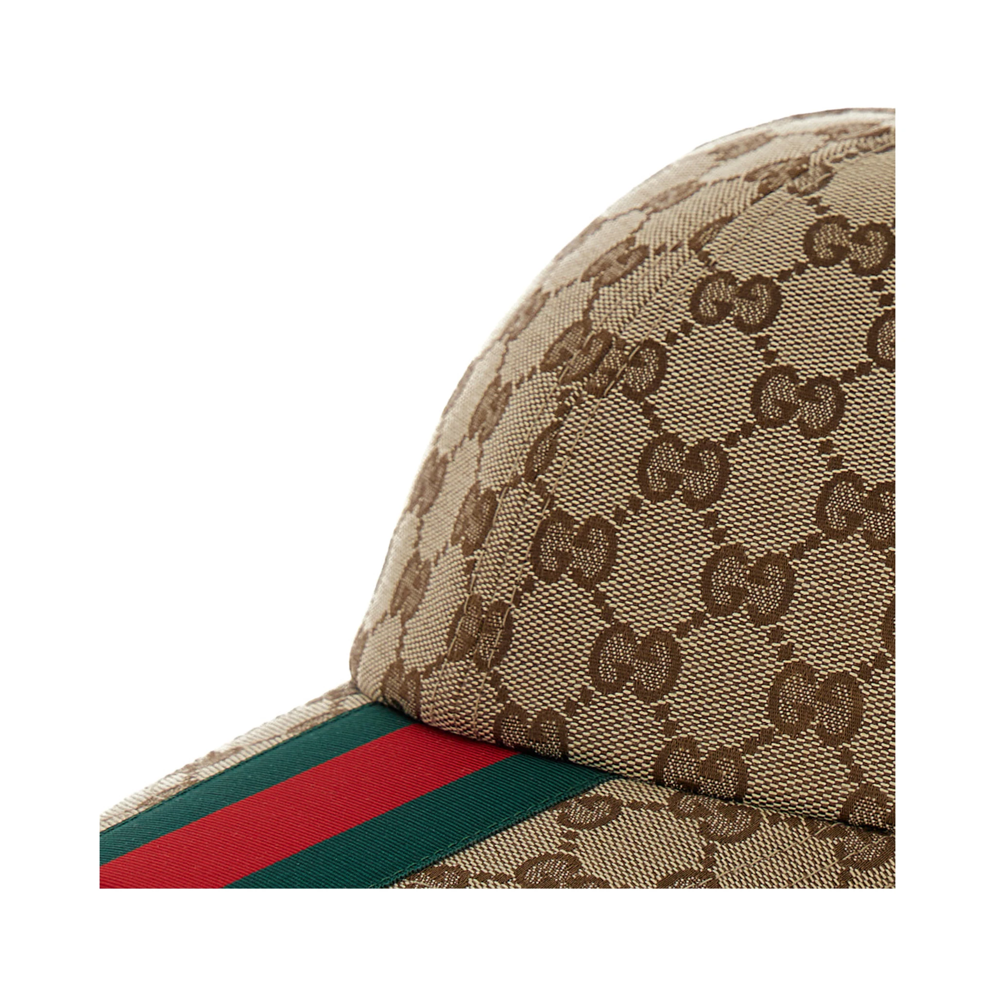 Beige and Ebony Baseball Cap with Web Detail in GG Supreme Canvas Man