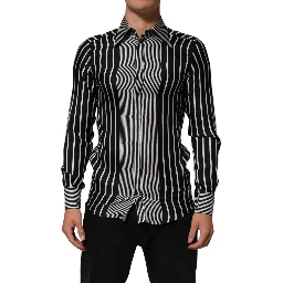 Black White Stripes Men MARTINI Dress Shirt