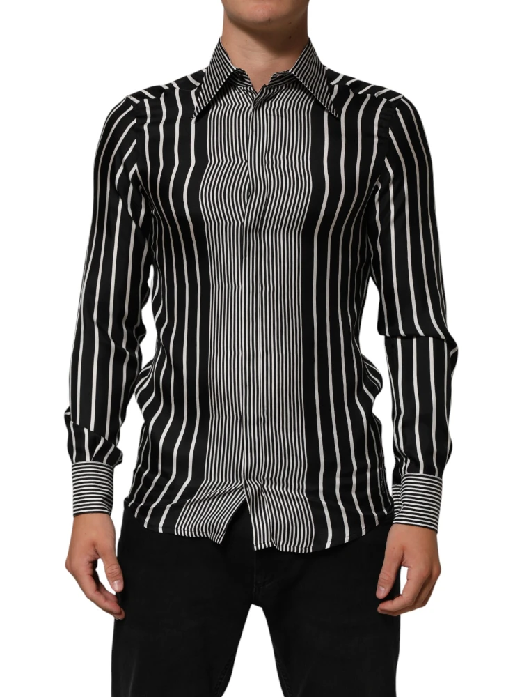 Black White Stripes Men MARTINI Dress Shirt alternative