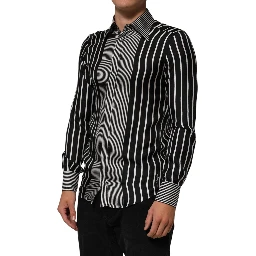 Black White Stripes Men MARTINI Dress Shirt