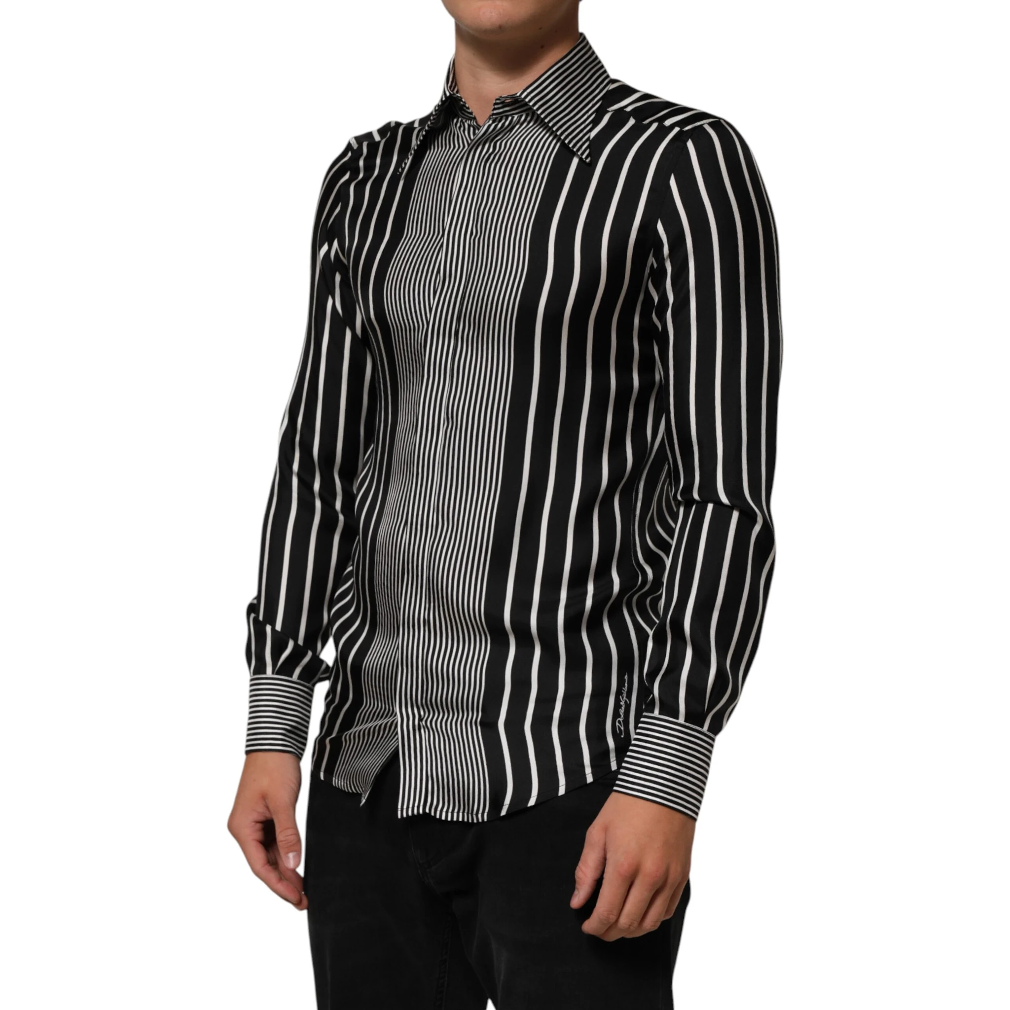 Black White Stripes Men MARTINI Dress Shirt