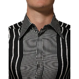 Black White Stripes Men MARTINI Dress Shirt