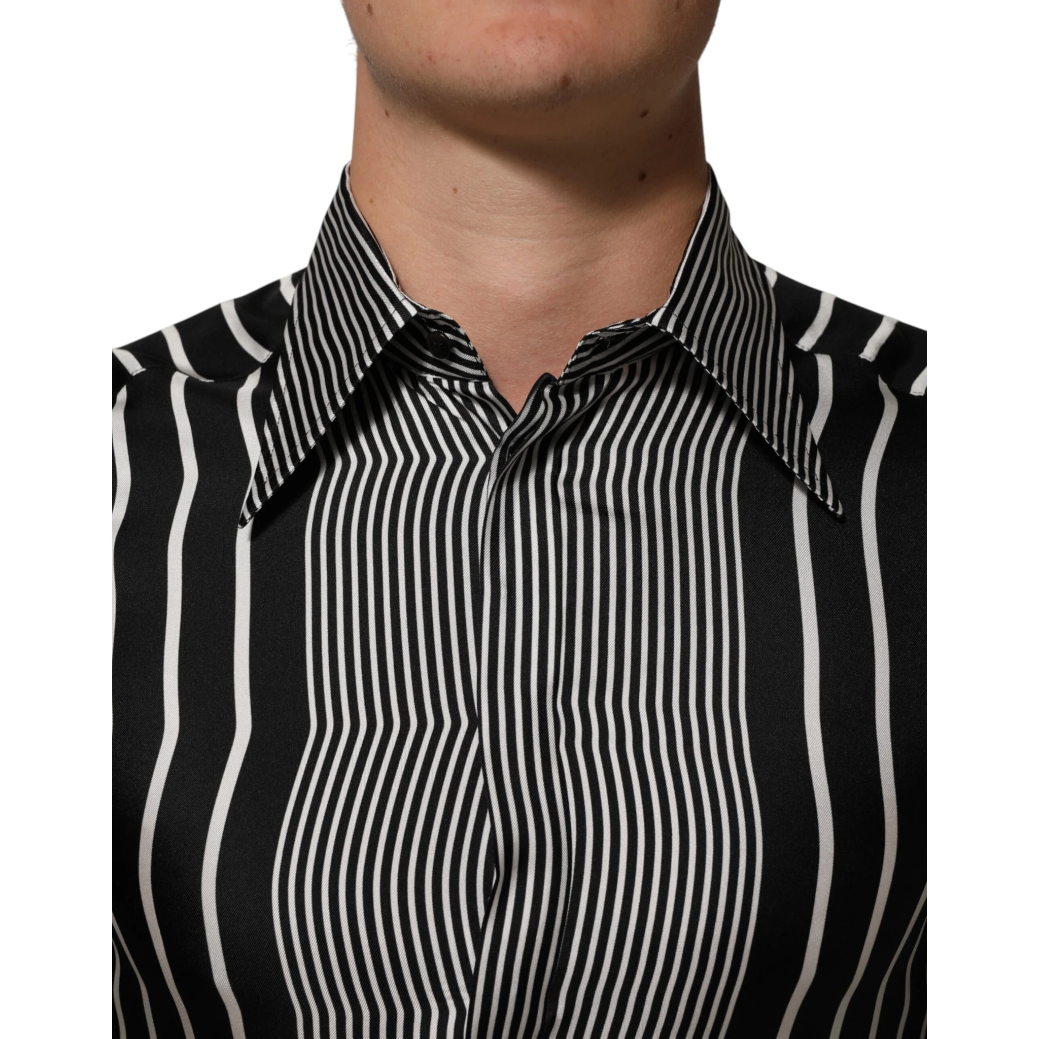 Black White Stripes Men MARTINI Dress Shirt