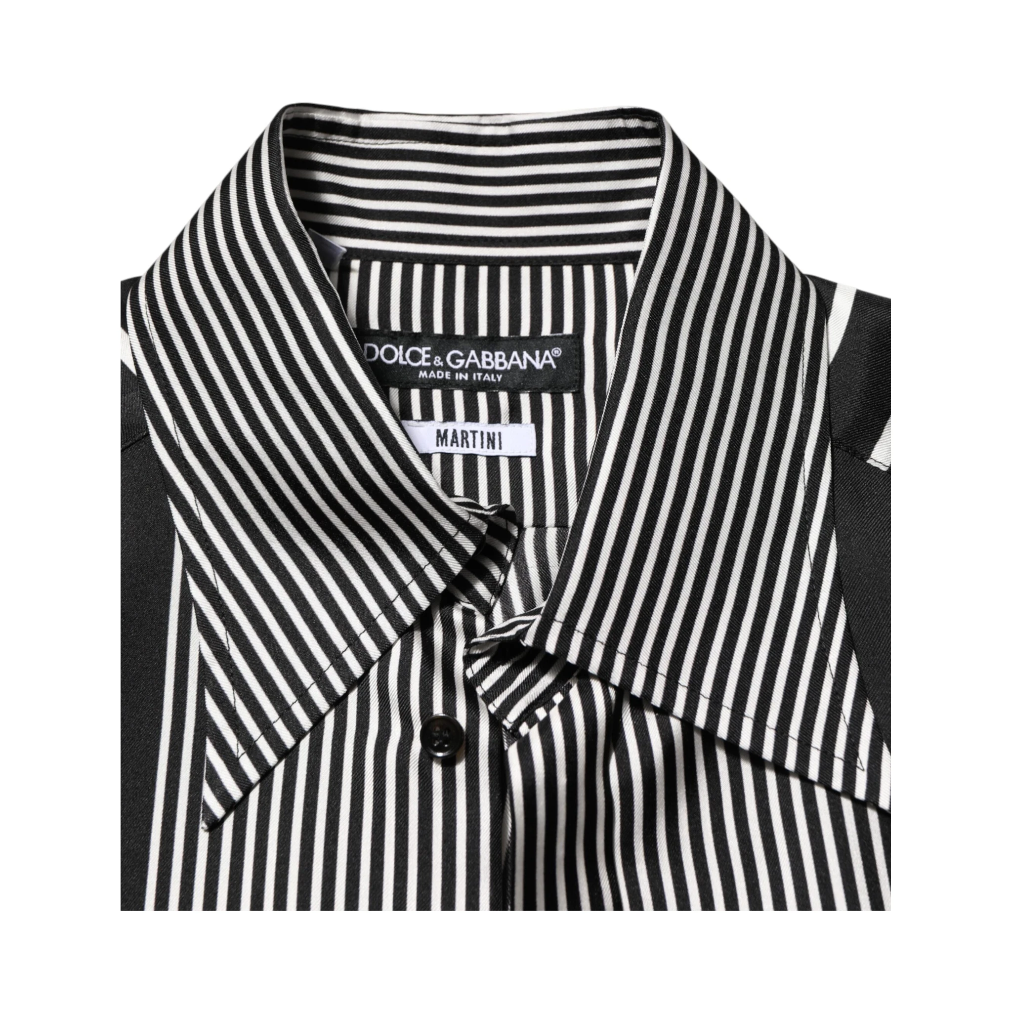 Black White Stripes Men MARTINI Dress Shirt