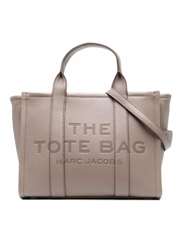 The Tote Bag Medium Grey Shoulder Bag with Logo in Grainy Leather Woman Marc Jacobs