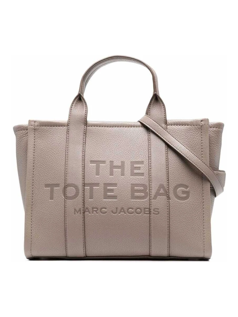 The Tote Bag Medium Grey Shoulder Bag with Logo in Grainy Leather Woman Marc Jacobs