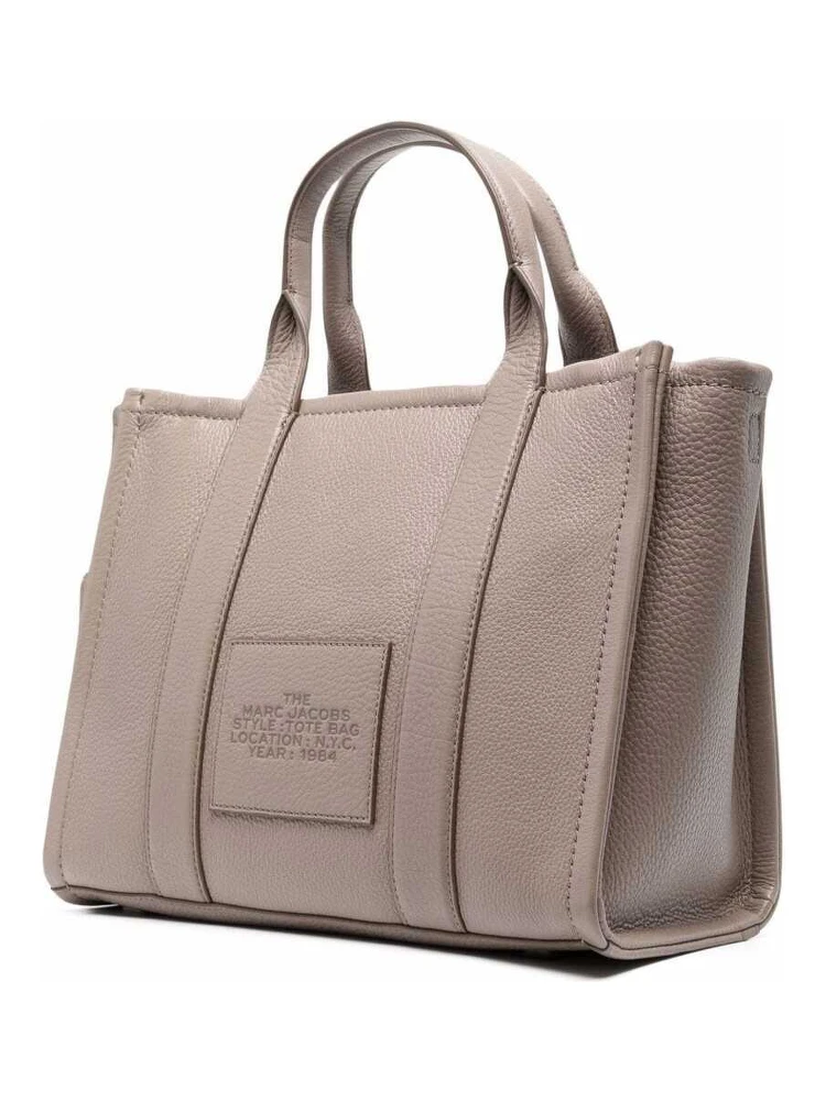 The Tote Bag Medium Grey Shoulder Bag with Logo in Grainy Leather Woman Marc Jacobs alternative
