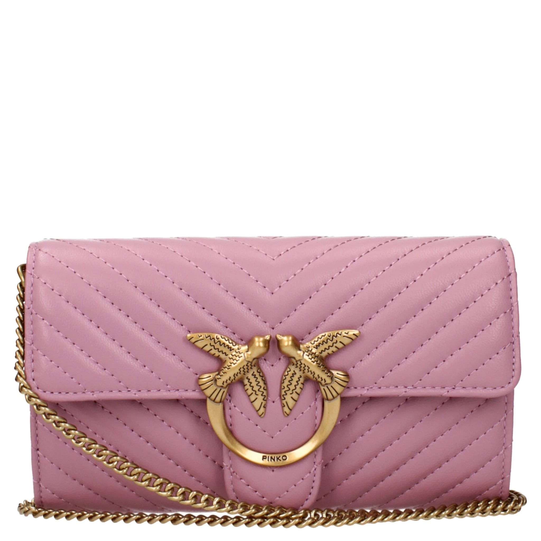 Pink Leather Clutch Bag