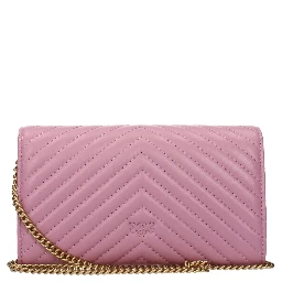 Pink Leather Clutch Bag