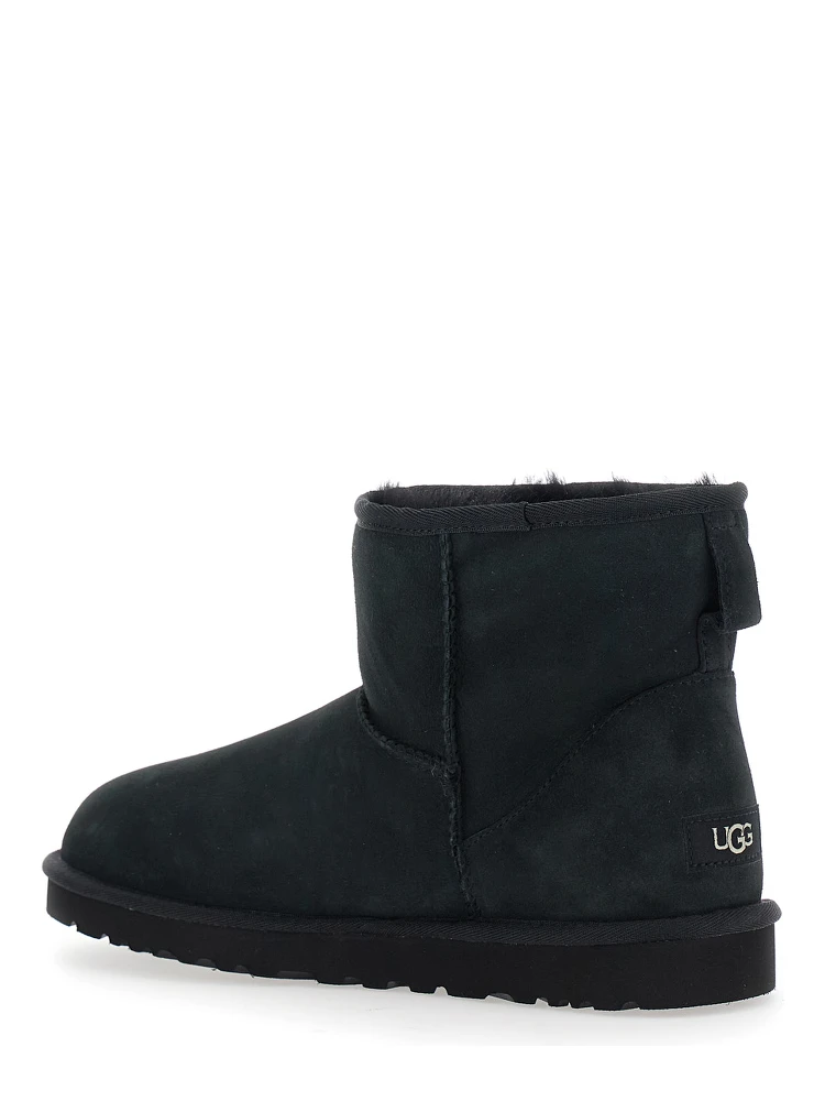 Classic Mini Black Ankle Boots with Logo Patch on the Rear and Shearling Lining in Suede Man alternative