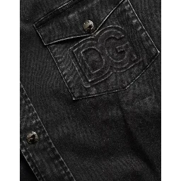 Black Cotton Long Sleeve Denim Casual Shirt