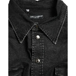 Black Cotton Long Sleeve Denim Casual Shirt