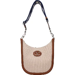 Beige Fabric Crossbody Bag
