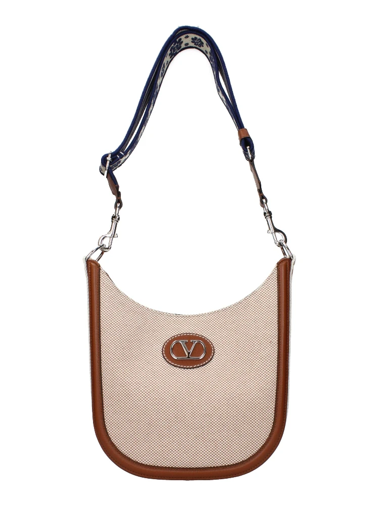 Beige Fabric Crossbody Bag