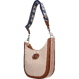 Beige Fabric Crossbody Bag