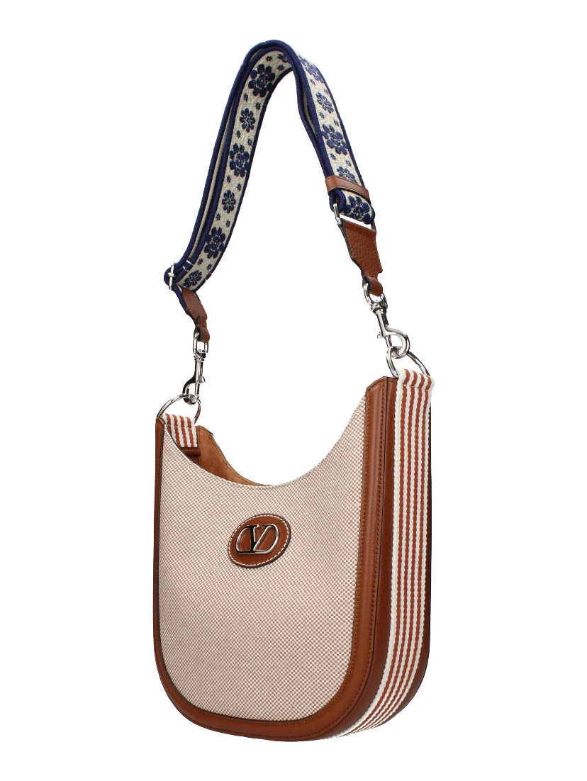 Beige Fabric Crossbody Bag