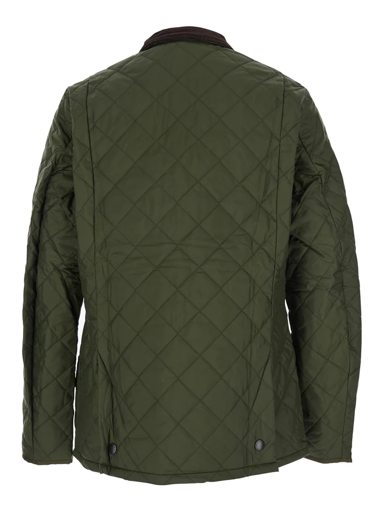 Heritage Liddesdale Green Jacket with Classic Corduroy Collar and Logo Lettering on the Front in Tech Fabric Man alternative