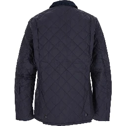 Heritage Liddesdale Blue Jacket with Classic Corduroy Collar and Logo Lettering on the Front in Tech Fabric Man