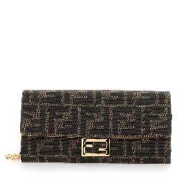 “Continental” Brown Mini Bag with All-Over FF Pattern in Fabric Woman