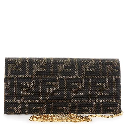 “Continental” Brown Mini Bag with All-Over FF Pattern in Fabric Woman