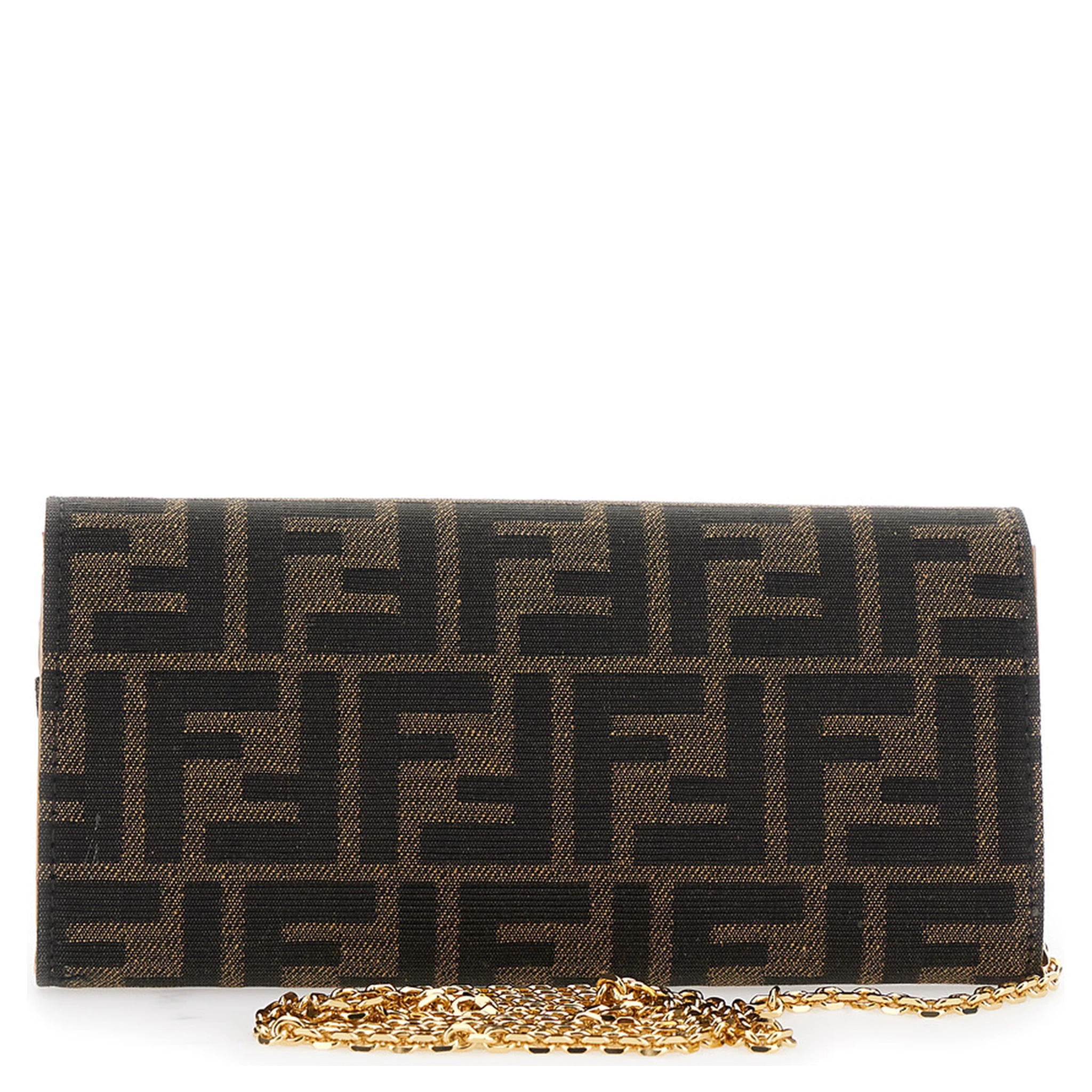 “Continental” Brown Mini Bag with All-Over FF Pattern in Fabric Woman