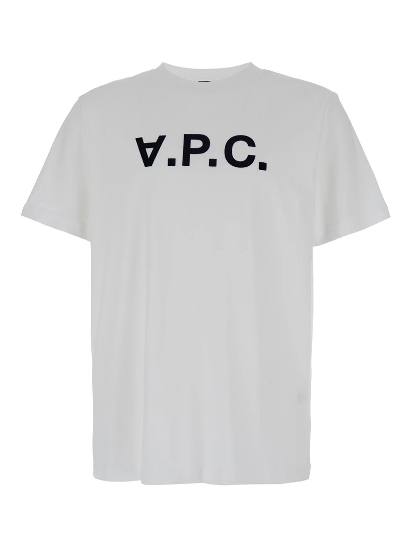 White Oversized T-Shirt with APC Print in Cotton Man