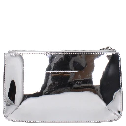 Gray Leather Clutch Bag