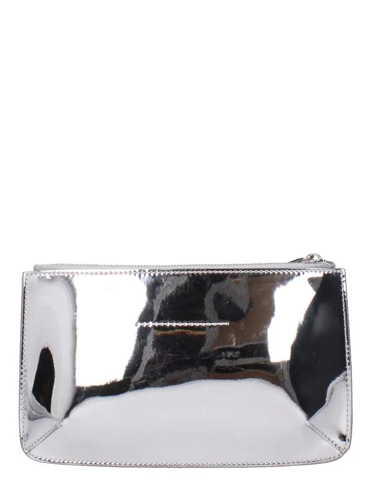 Gray Leather Clutch Bag