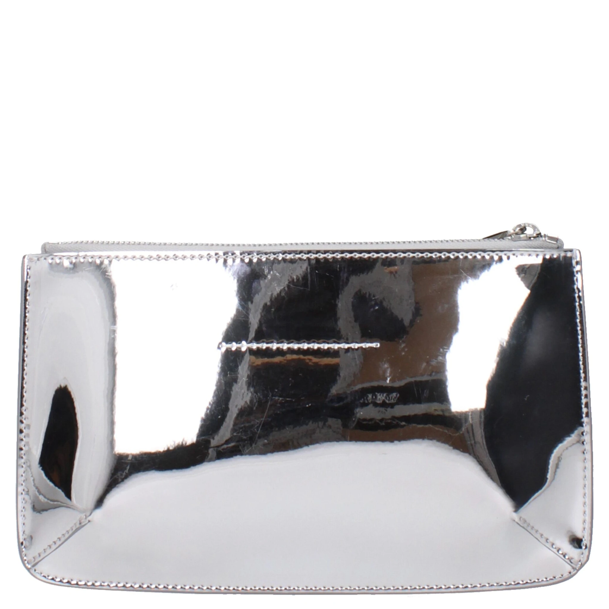 Gray Leather Clutch Bag