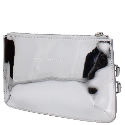 Gray Leather Clutch Bag